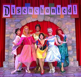 The Princesses featured on Disenchanted at 3Below Theaters & Lounge  Pictured left to right: Mulan (played by Eimi Taormina), Sleeping Beauty (played by Natasha Drena), Tiana (played by Marissa Rudd), Snow White (played by Colette Froehlich), Cinderella (played by Theresa Swain), Ariel (played by Shannon Guggenheim)  Courtesy image by 3Below Theaters & Lounge