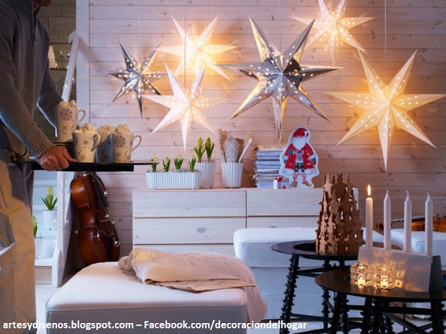 AMBIENTES CON LUCES DE ESTRELLAS NAVIDEÑAS by artesydisenos.blogspot.com