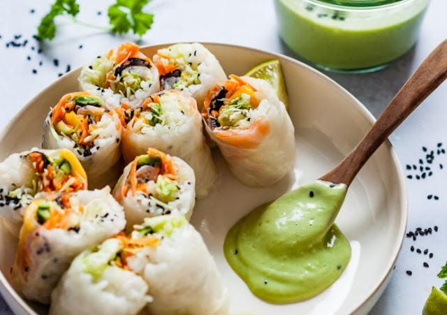 Fresh Sushi Spring Rolls {Vegan, Gluten-Free} #healthy #vegan