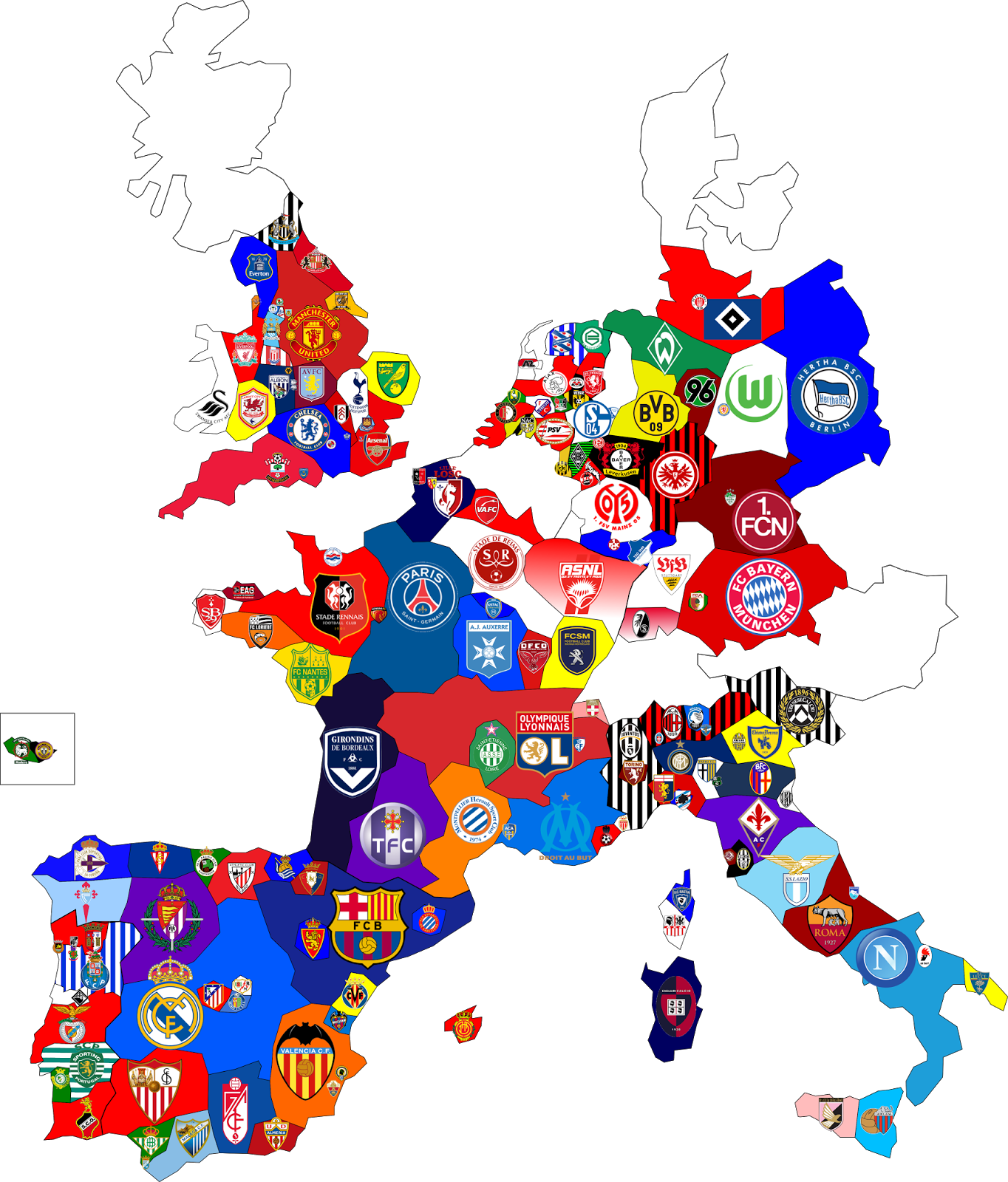 My Ideas: European Club Football Map  football club 2015