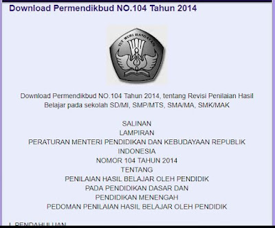  Tentang Penilaian Hasil Belajar Oleh Peserta Didik Pada Pendidikan dasar Dan Menengah Permendikbud RI Nomor 104 Tahun 2014 Tentang Penilaian Hasil Belajar Oleh Pendidik Pada Pendidikan Dasar Dan Pendidikan Menengah 