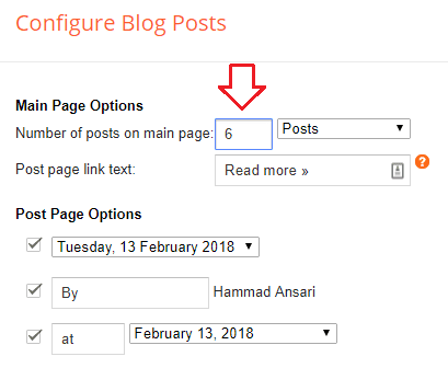 number of posts on main page blogger