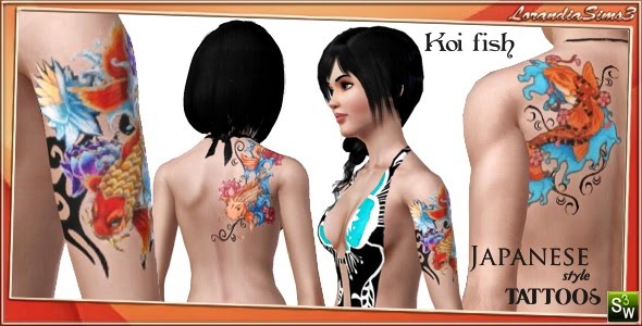 Japanese Style Tattoos by Mirel. Download at Lorandia Sims. Labels: Tattoos