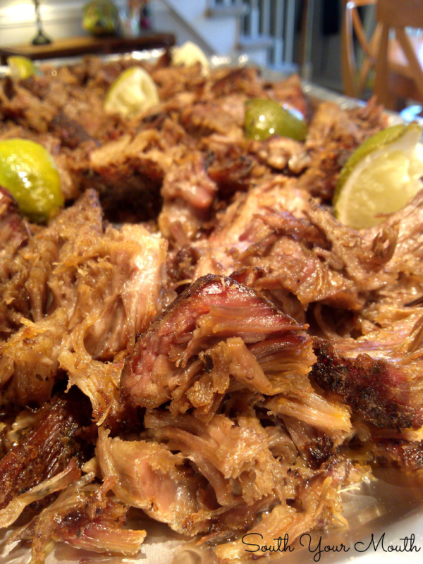 Crock Pot Carnitas! Delicious tender, crispy pork carnitas made easy by seasoning a pork roast or Boston butt with Mexican spices, cooking in the slow cooker then getting those famous crispy bits by placing under the broiler.