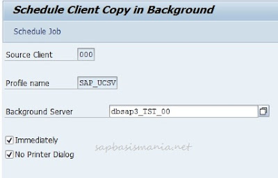 Choosing Background Server for SAP Client Copy