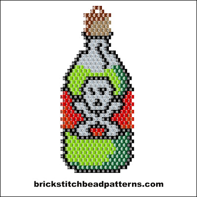 Click for a larger image of the Bottle of Poison Halloween bead pattern labeled color chart.