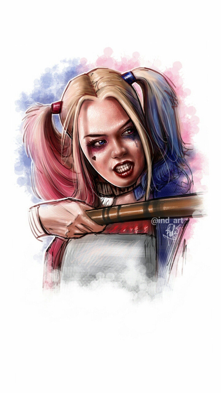 lukisan naturalis Harley  Quinn  Digital painting