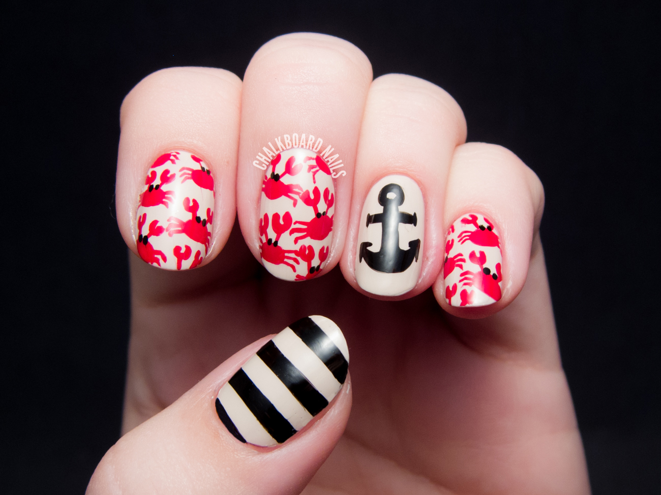 Crab Print and Nautical Mix by @chalkboardnails