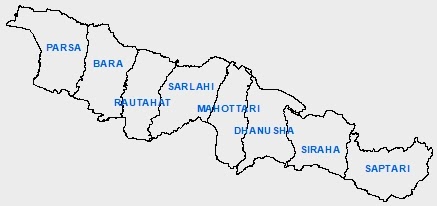 Map of Province no 2 with districts