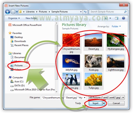  Gambar:  Cara memilih gambar yang akan ditambah ke photo album di microsoft powerpoint 