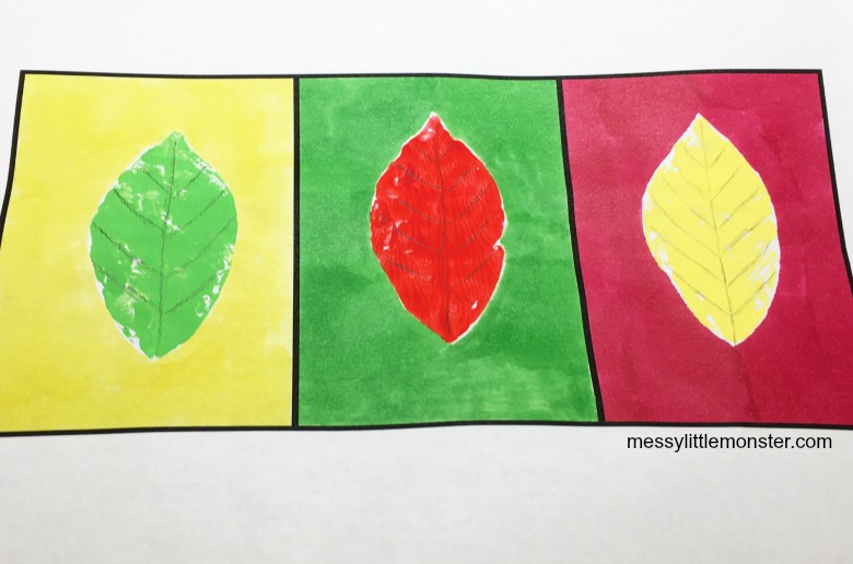 Leaf printing pop art for kids - Andy Warhol inspired