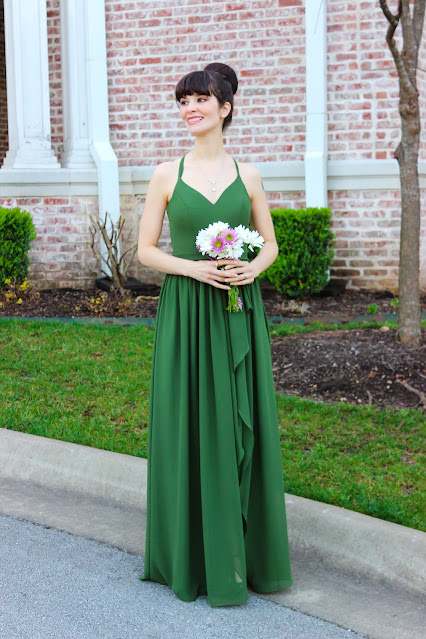 Chiffon Tie Back Bridesmaid Dresses With Ruffles Slit from Yelure.com