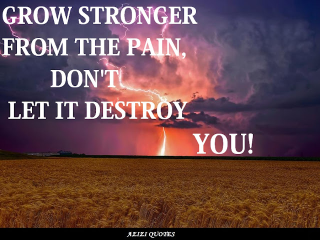 GROW STRONGER FROM THE PAIN, DON'T LET IT DESTROY YOU.