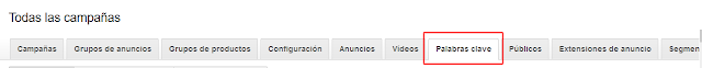 Campaña de Google Adwords Palabras clave