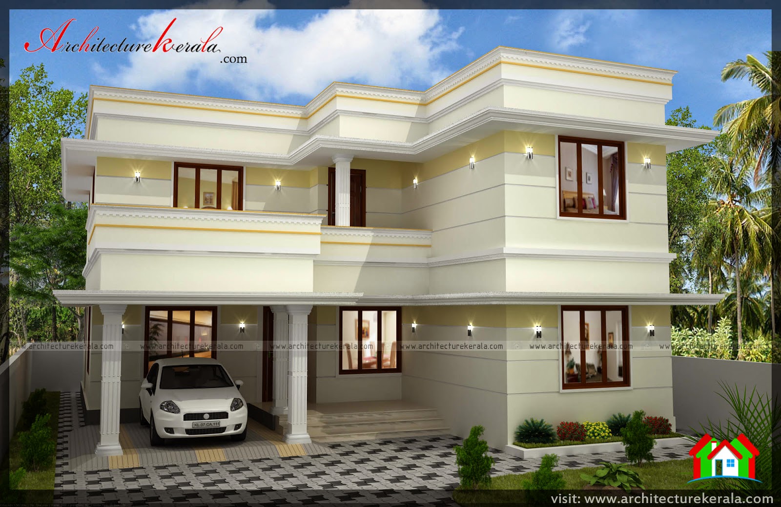 THREE BEDROOM TWO STOREY HOUSE PLAN ARCHITECTURE KERALA