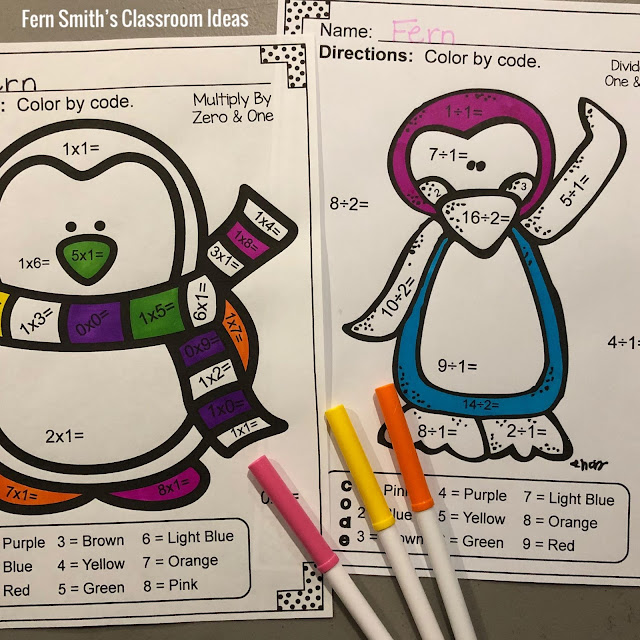 Winter Color By Number Multiplication and Division Bundle at TeacherspayTeachers by Fern Smith of Fern Smith's Classroom Ideas.