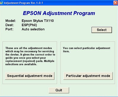 Reset Epson TX110 / TX111 | Printer Tools