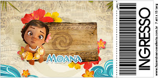 Tarjeta con forma de Ticket de Moana Bebé.