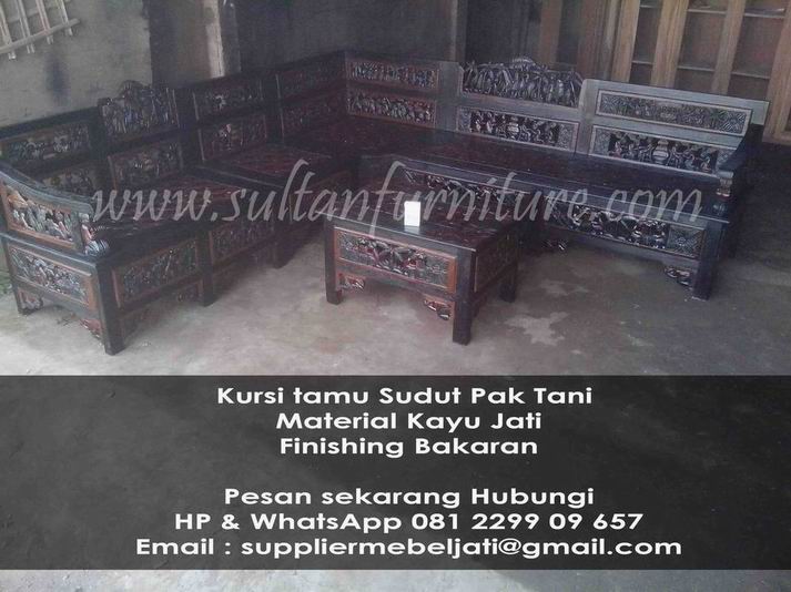 Jual kursi  tamu sudut  Antik Pak  Tani mebel ukir jati 