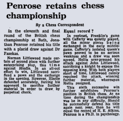 1963, Penrose retains chess championship