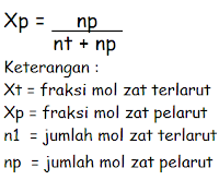 Rumus fraksi mol zat pelarut (Xp)