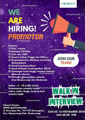 Lowongan Kerja Banyuwangi Walk In Interview OPPO Smartphone