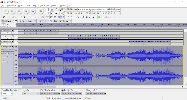 Audacity főablak képernyőkép