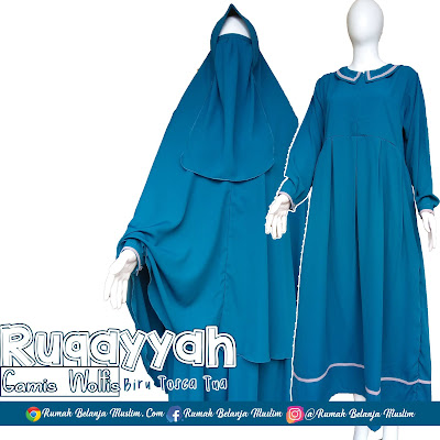 Gamis Syar'i Ruqayyah Biru Tosca Tua