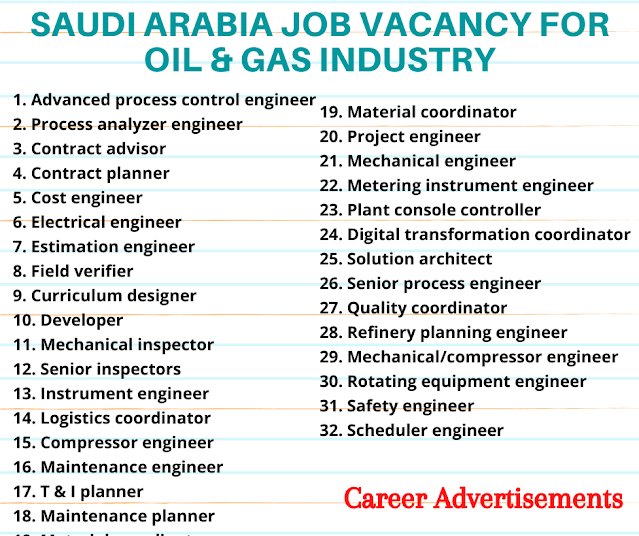 Saudi Arabia job vacancy for Oil & Gas Industry