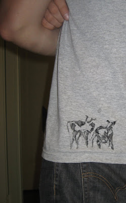 block printed DIY tshirt with cows