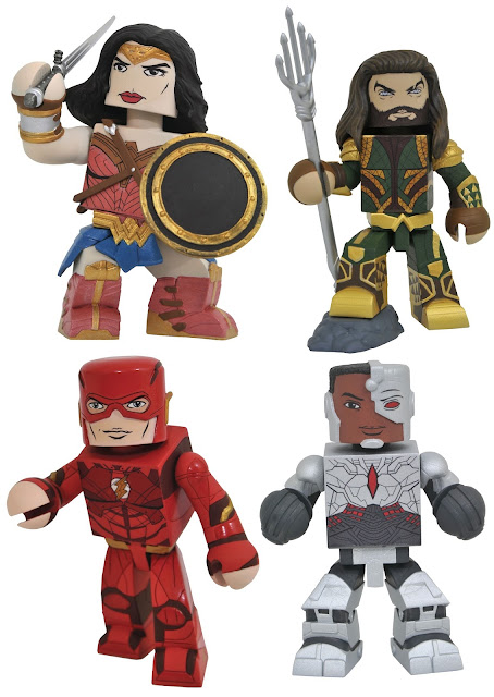 Justice League Movie Vinimates Vinyl Figures by Diamond Select Toys x DC Comics - Wonder Woman, Aquaman, The Flash & Cyborg