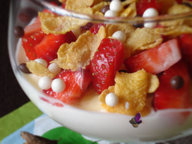 postres de cuchara, chocolate, cereales, fruta, yogur griego, 