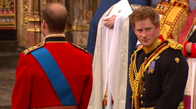 Curious Harry looks at the bride. YouTube 2011.