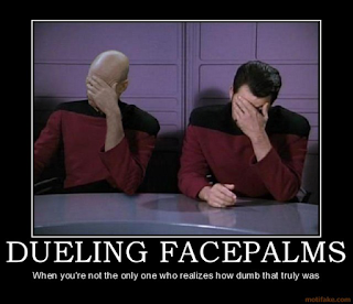 image: demotivational poster by jam1077, "Dueling Facepalms"