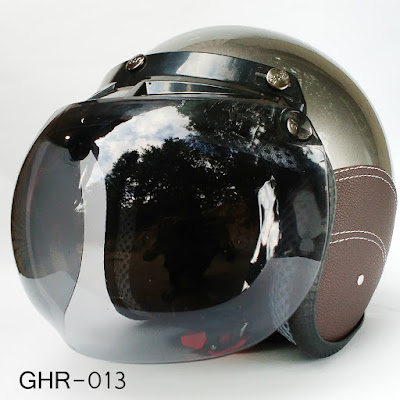 Jual Helm Retro Bogo Silver SK Cokelat