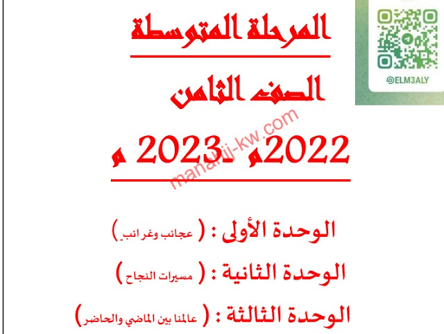 حل الوحدة الاولي  والثروة اللغوية والمعجم اللغوي في اللغة العربية للصف الثامن الفصل الاول 2022-2023