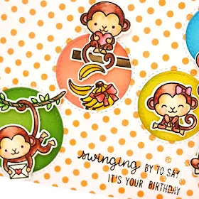 Sunny Studio Stamps: Love Monkey Card by Lexa Levana (using Background Basics Stamps & Scattered Circle Dies)