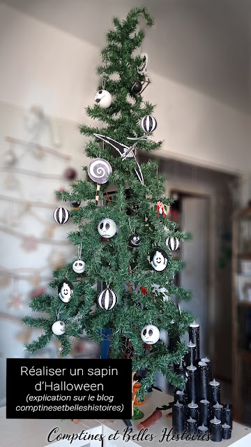 DIY Déco de Sapin d'Halloween façon Noël de Mr Jack de Tim Burton bougies squelette skelligton nightmare before christmas tree