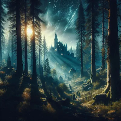 Dark-and-haunted-forest-with-sunlight