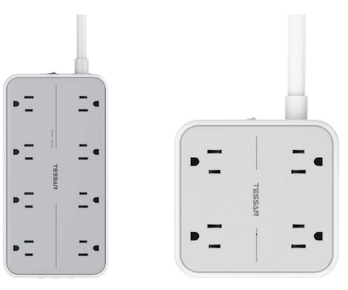 TESSAN Mountable Flat Plug Extension Cord Power Strip