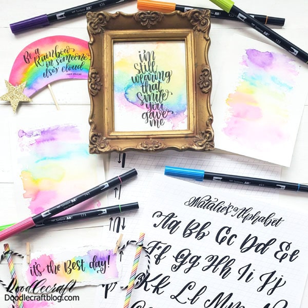 How to do Hand Lettering with Free Printable Worksheets! Have you wanted to learn how to do hand lettering? Have you tried it already? Do you love it?  Let me teach you how to do hand lettering! It's a gorgeous style of writing that does not need any skill in penmanship, handwriting or even cursive. It's an art form, where you shape and style the letters in a fluid and playful way. It takes practice, but is fun and rewarding.  This trend is not going anywhere, so learn how to do it today!  It might be the creative escape you need, it might blossom into a business! Use my free printables (link at the end of the post) to practice the basic drills, learn letter shapes and begin to develop your own style.