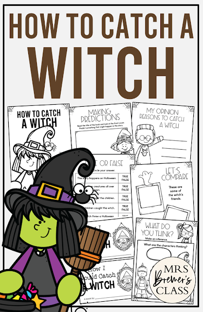 How to Catch a Witch book activities unit with companion worksheets, literacy printables, lesson ideas, and a craft for Halloween in Kindergarten and First Grade