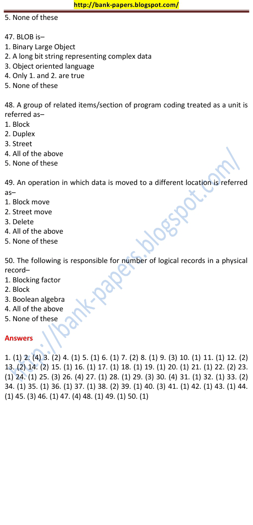 bank exam computer knowledge