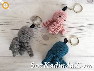 Amigurumi örgü ahtapot anahtarlık