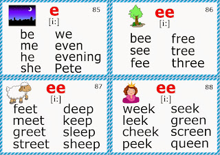 phonics flashcards long e sound