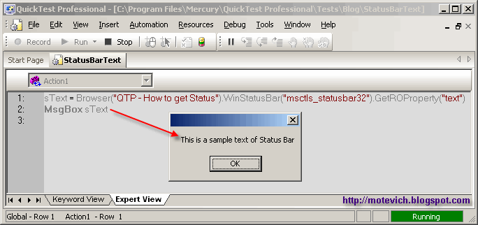Result of QTP script