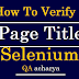 How to Verify Page Title in selenium Using Java