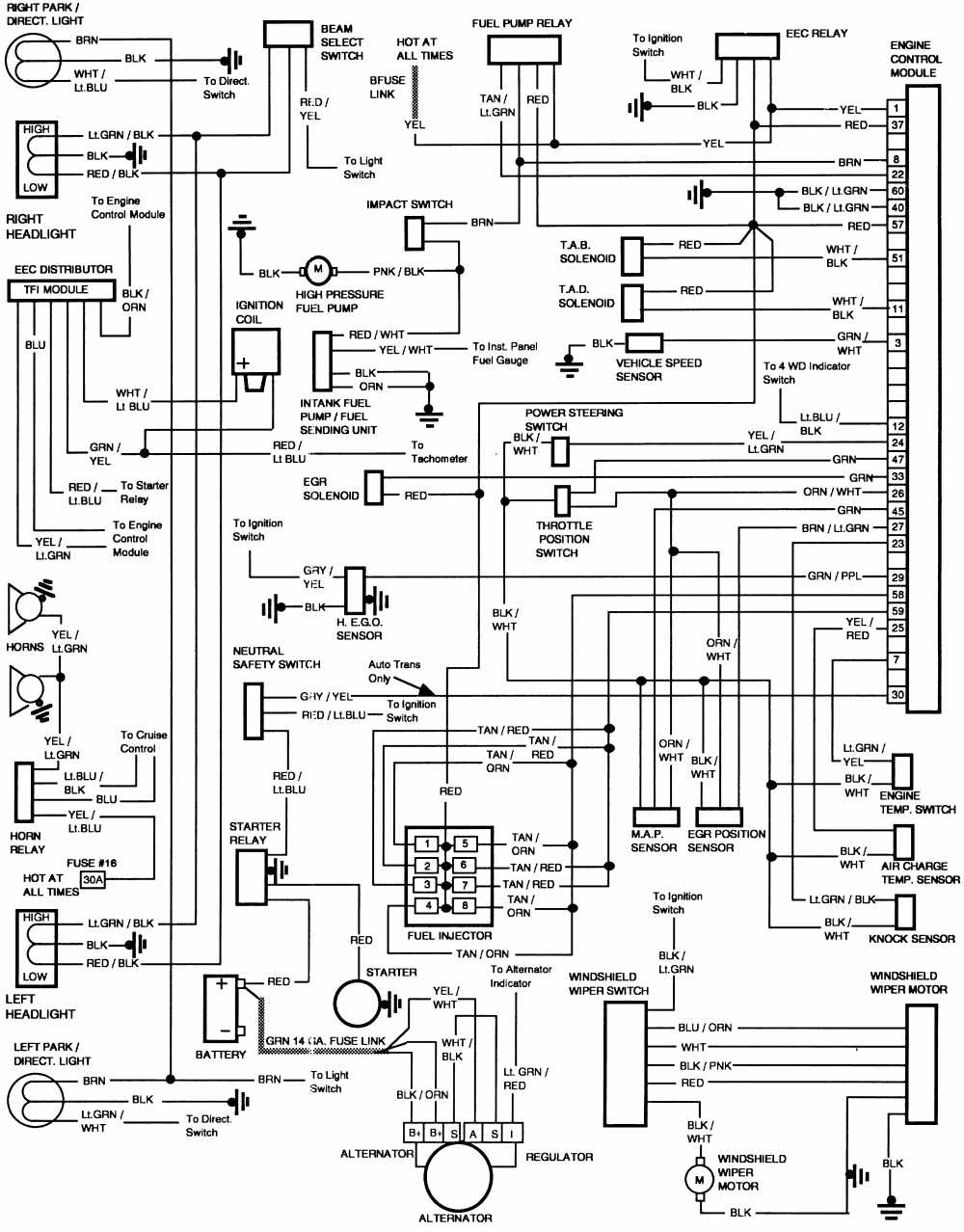 Ford F-250 1986 Engine Control Module Wiring Diagram | All  