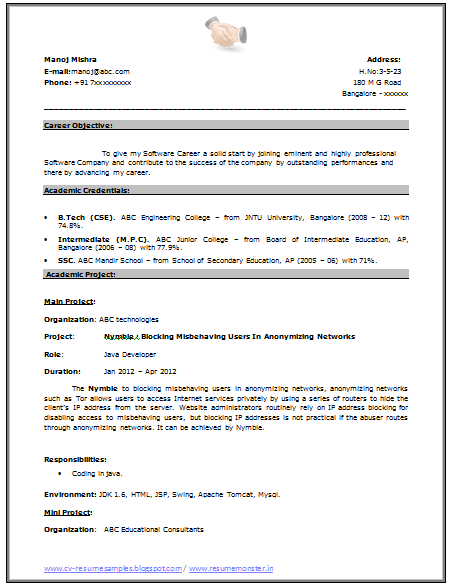 Over 10000 CV and Resume Samples with Free Download ...
