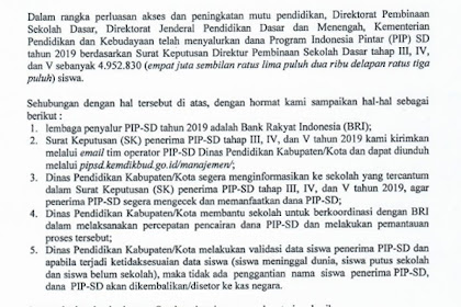 √ Isu Pencairan Dana Pip Sd Tahap Iii, Iv, Dan V Tahun 2019 Sebanyak
4.952.830 Siswa Telah Disalurkan